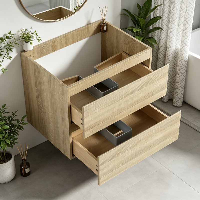 Base de meuble-lavabo mural simple, Light Oak, 19.69" H x 23.38" W x 17.94" D
