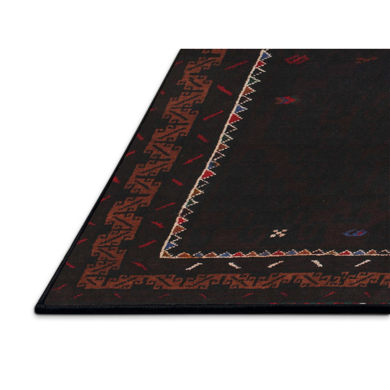 Tapis contemporain noir / brun, Rectangle 6 pi x 9 pi