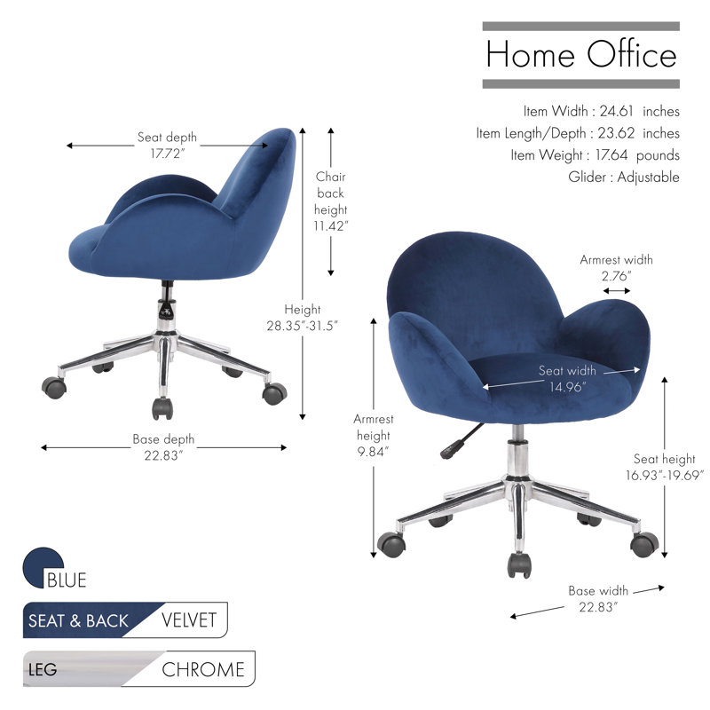 Chaise de travail Collin, bleu