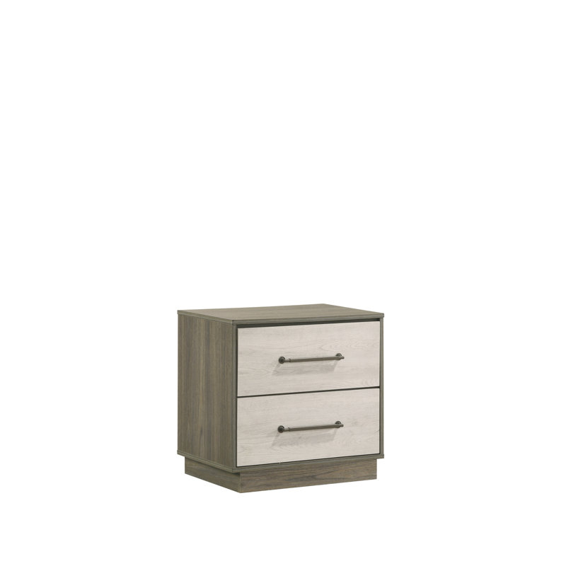 Modern 2 Nightstand In Beige - Spacious Bedroom Option Beige & Brown 2 Drawers For Organization