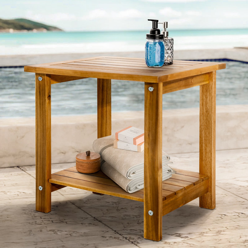 Candrice Rectangular Outdoor Side Table, Natural