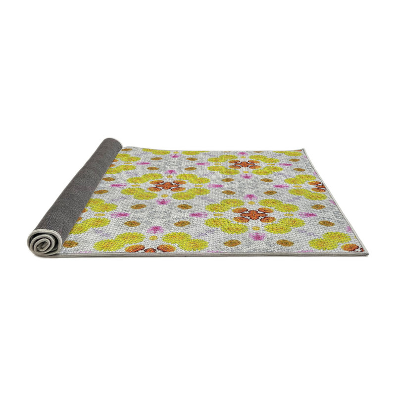 Tapis jaune/brun tissé à la machine, Rond 3 pi