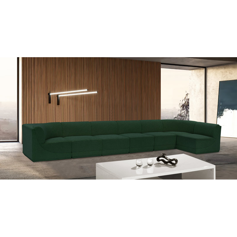 Canapé modulaire rembourré 7 pièces Ollie, Tissu bouclé vert