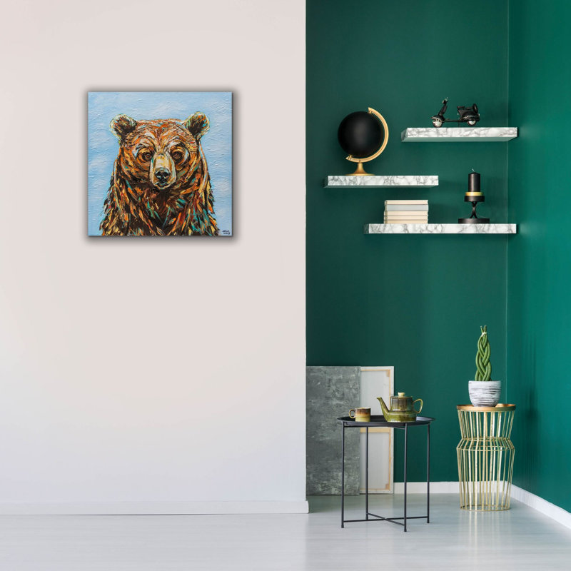 «A Large Bear» par Carolee Vitaletti, art mural sur toile, H 26 po x l 26 po x P 1,5 po