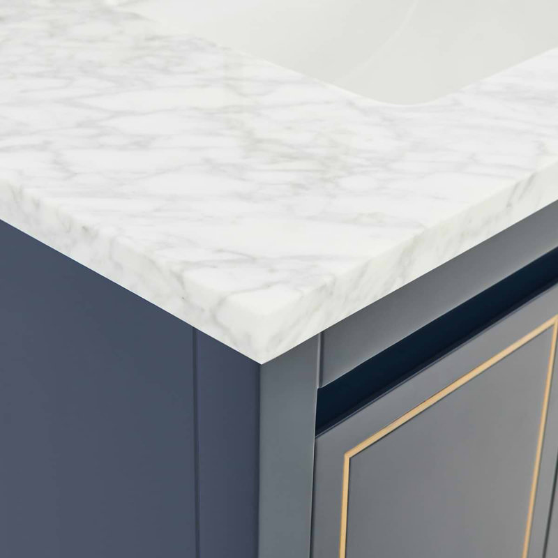 Province 36" Freestanding Standard Single Bathroom Vanity with Top, Navy, Gold