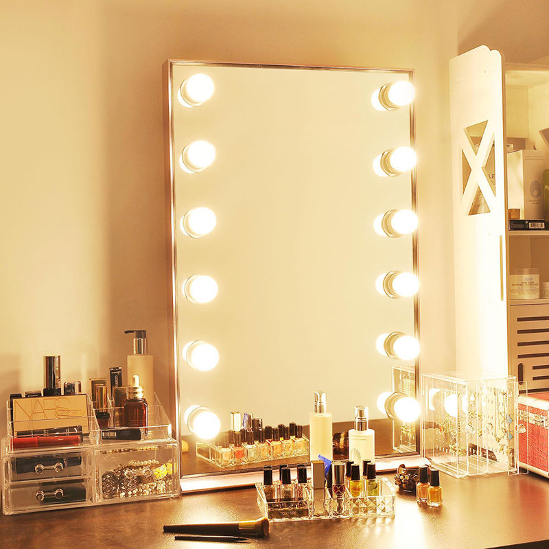 Metal Flat Floor Mirror with Shelves