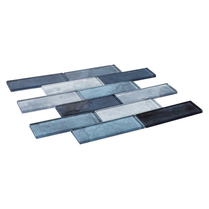 Migdal 2'' x 6'' Glass Brick Joint Mosaic Kitchen Backsplash, Bathroom, Shower, Wall and Floor Tile, Sky