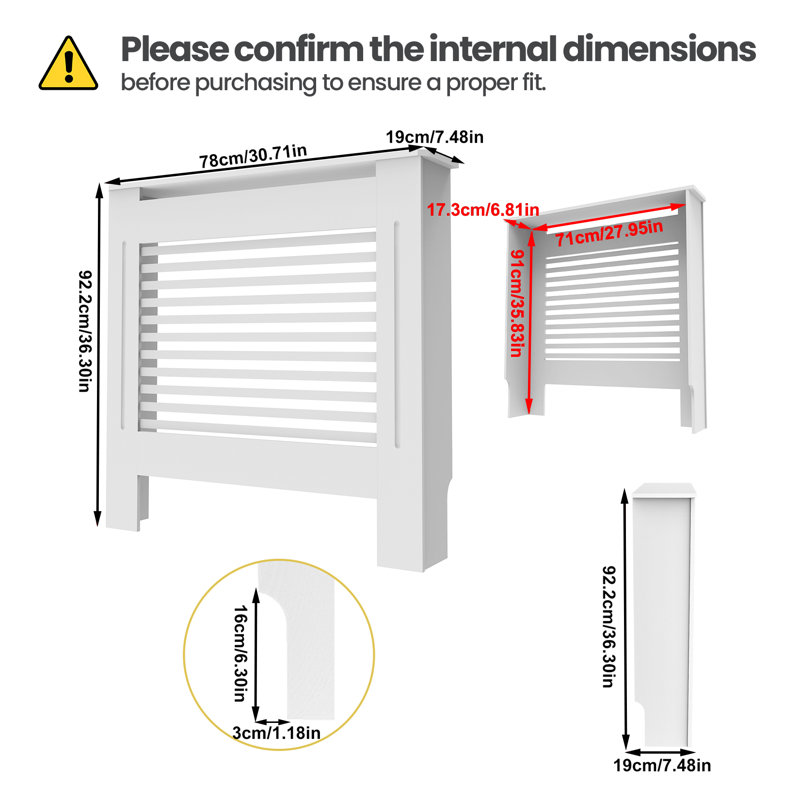 Jebediah Radiator Cover, 92.2 cm H x 78 cm W x 19 cm D