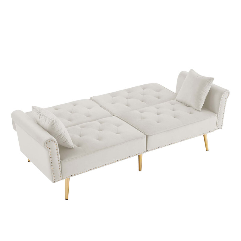 Luxueux canapé capitonné Neely avec coussins moelleux et fabrication robuste, Beige