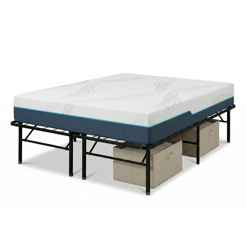 Base de lit plateforme en métal avec rangement sous le lit Boyd Sleep 18 po, Très grand