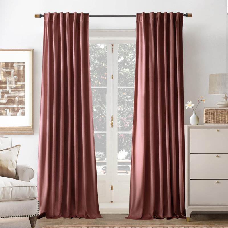 Ensemble de rideaux en velours 2 panneaux Dessy, Vert olive, L 52 po x L 108 po