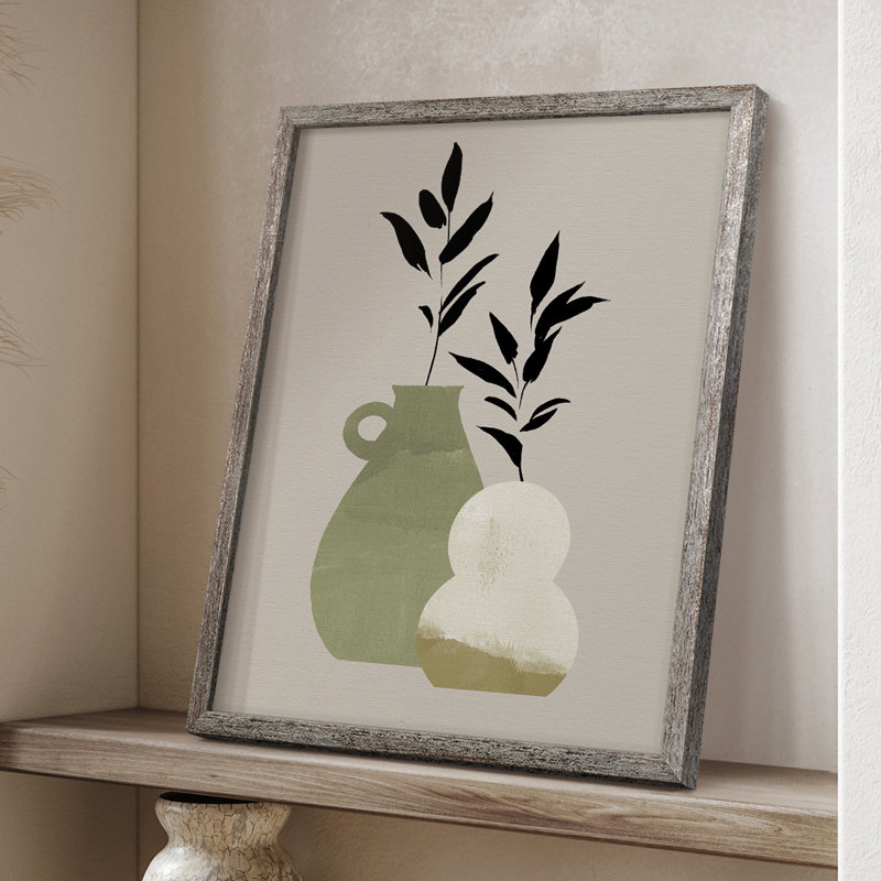 Simple Bud Vases II Framed Print - Solid Wood, 11" H x 9" W