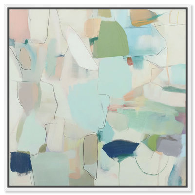 Tableau sur toile encadré « Azure Forms I » couleur sauge, par Art Remedy, cadre blanc, 30 x 30 cm