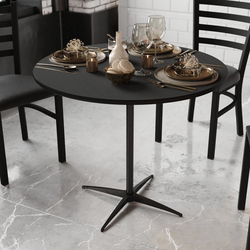 Table basse en bois avec colonnes Marrel, H 42 po x L 36 po x l 36 po, Noir, Noir