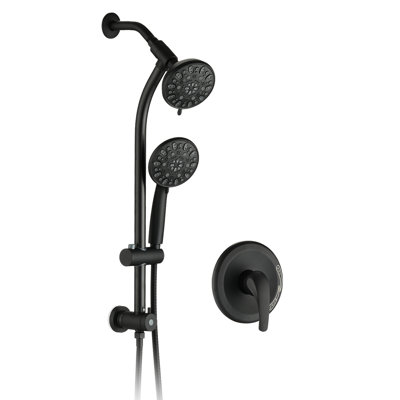Système de douche spa noir mat avec perceuse - glissière en acier inoxydable et 7 fonctions à deux modes de barre de tête