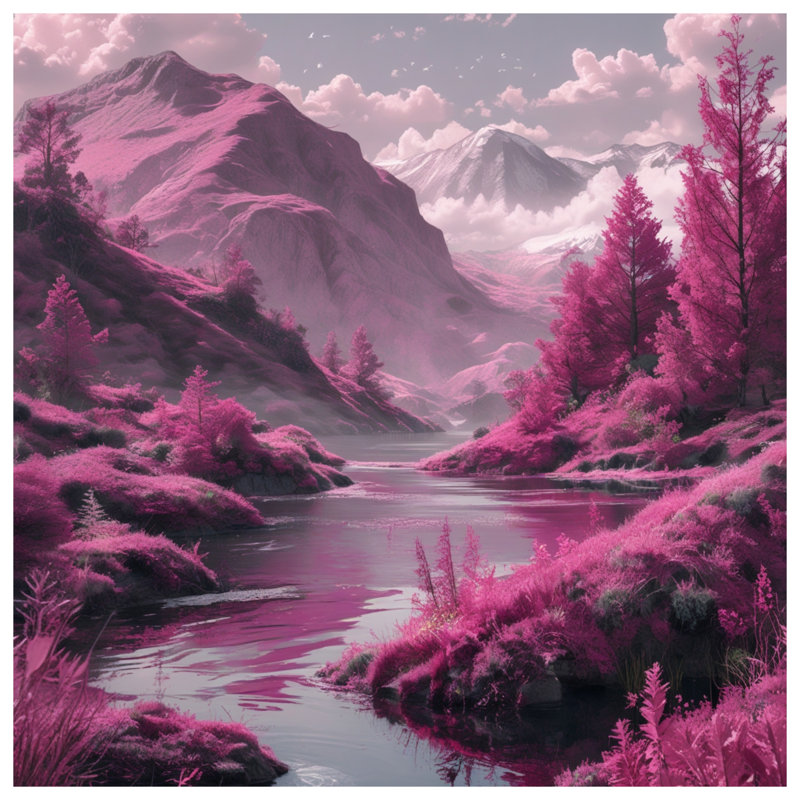 Tapis de bain Pink Mountain Landscape, L 24 po x L 17 po