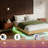 Queen Walnut Floating Bed Frame With LED Lights - Wave Curve Wood Texture, Heavy Duty Metal Slats, No Box Spring Needed-1065551498-1065551493