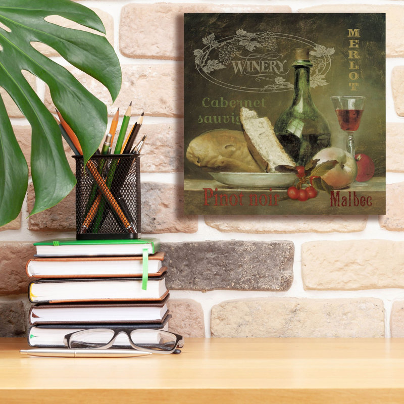 «Vintage Wine» par Jean Plout, art mural sur toile, 12 po x 12 po, 12"x12"
