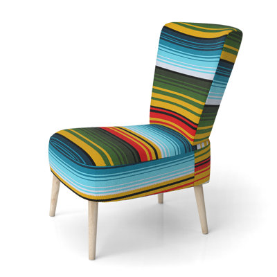 Chaise d'appoint rembourrée multicolore à rayures grunge