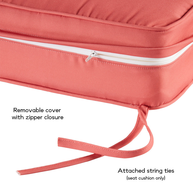 Outdoor 2-Piece Deep Seat Cushion Set, Coral