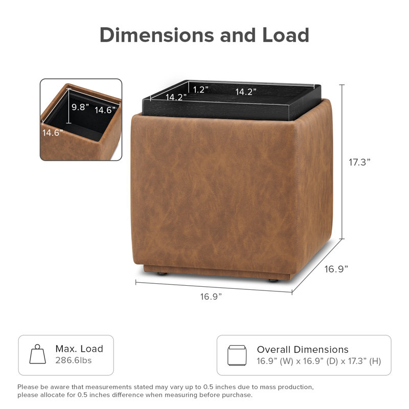 Faux Leather Upholstered Storage Cube