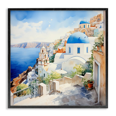 Ba-029-Framed " Santorini City Landscape " by LSR Design Studio