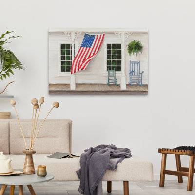 American Porch contemporain bleu blanc drapeau américain américain