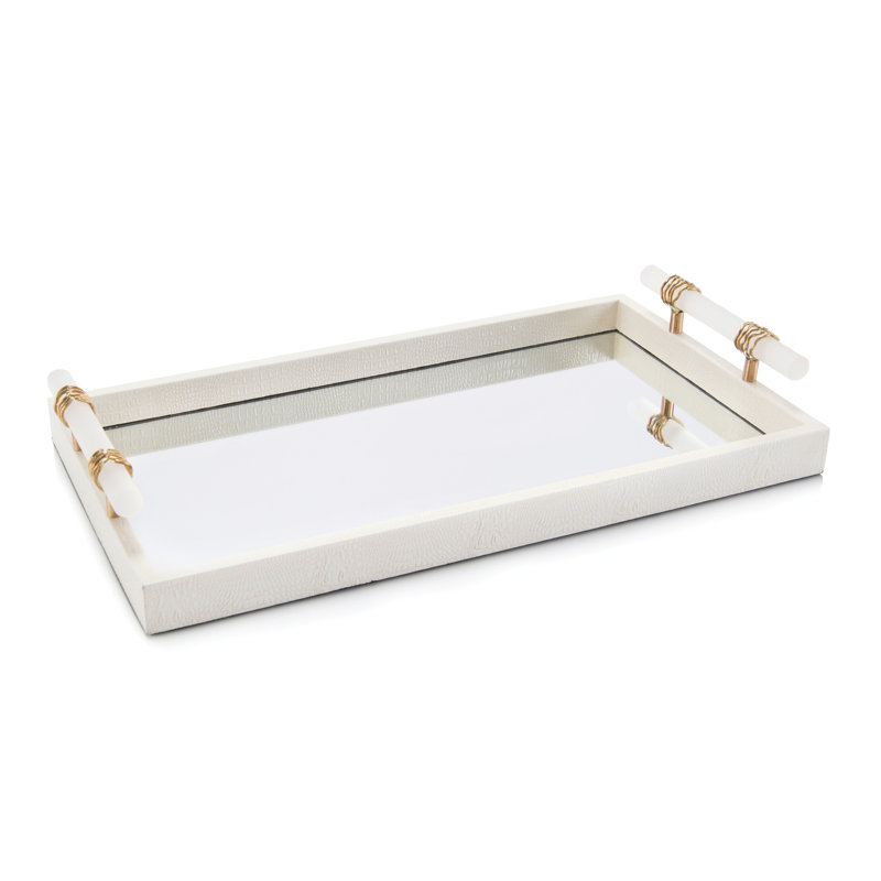 Mirrored Tray With Alabaster Handles