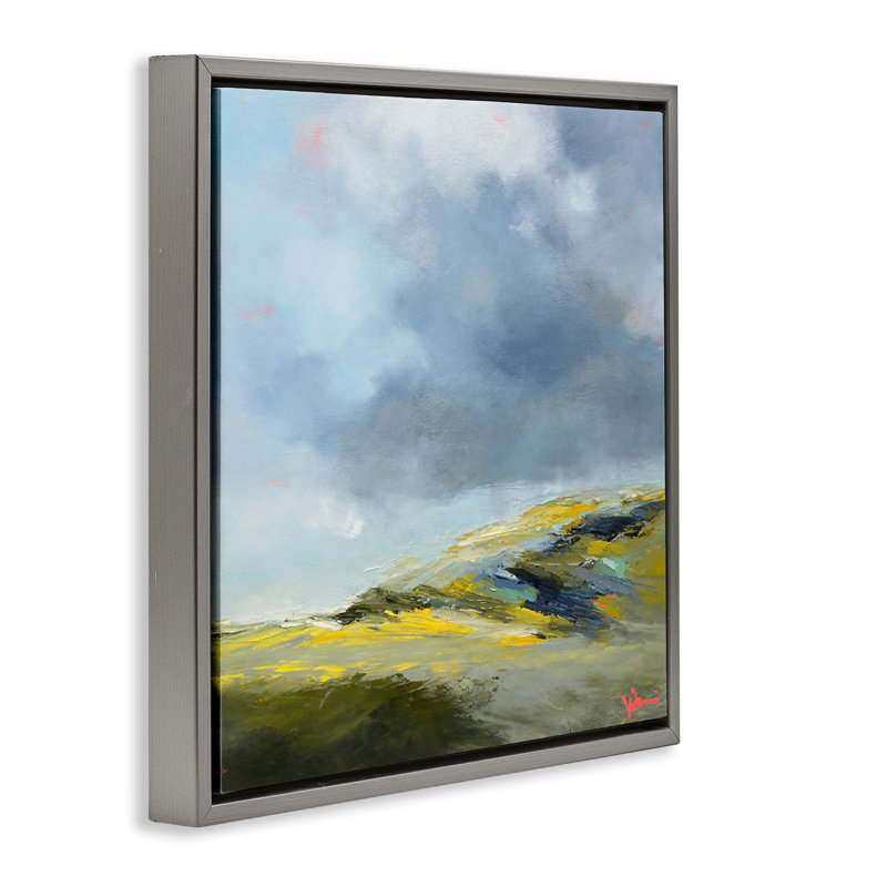 "Murky Clouds Landscape", art mural sur toile flottante par Patrick Dennis, H 25 po x l 25 po, Cadre flottant métallique doré