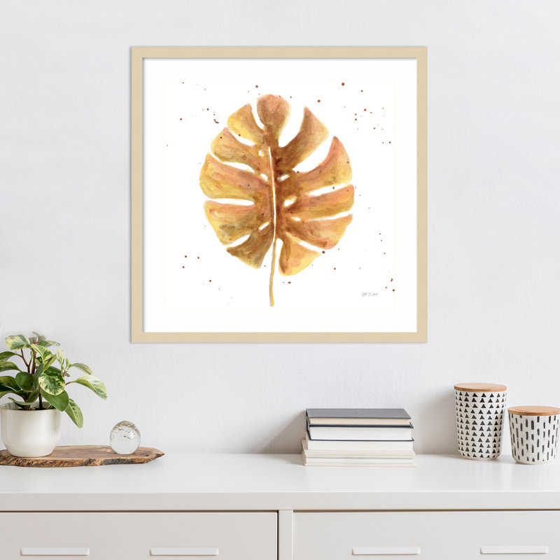 «Golden Palm II» par Yvette St. Amant, impression sur bois encadrée, H 25 po x l 25 po