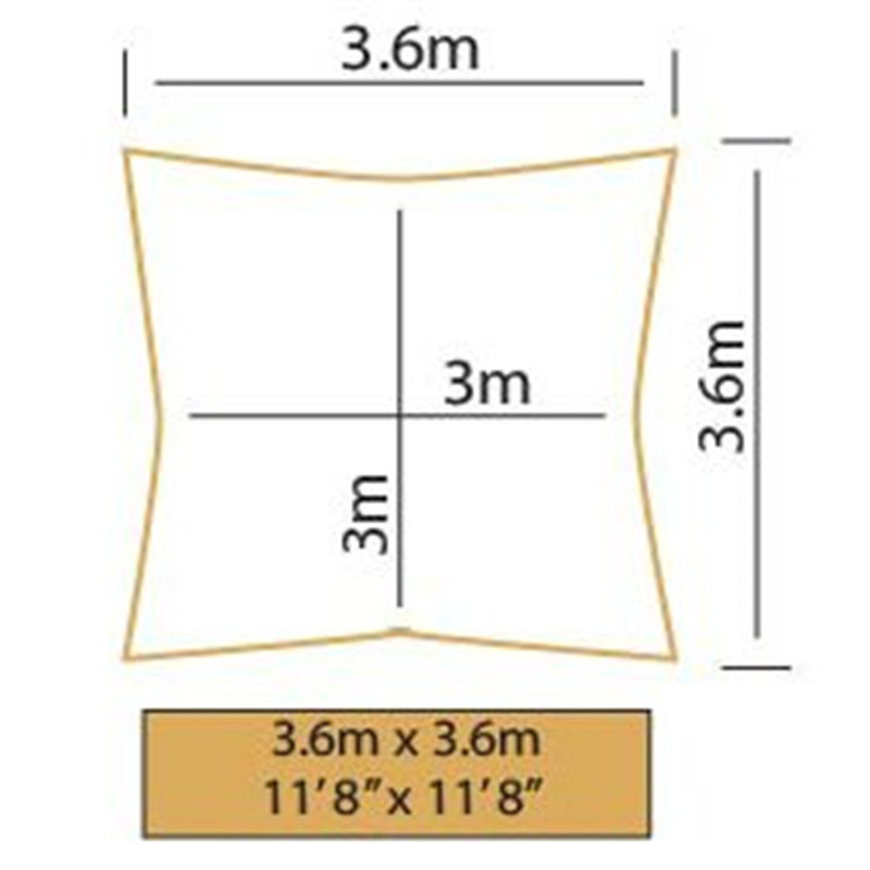Waterproof Garden 3.6m Square Shade Sail