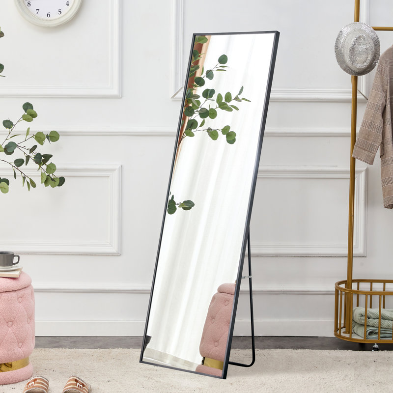  Miroir de salle de bain mural avec cadre en aluminium noir, 63 po x 20 po