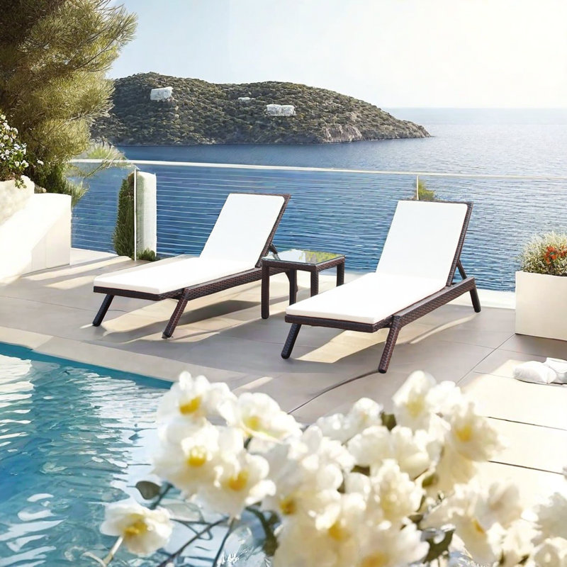 Krashana Outdoor Chaise Lounge Set with Table , Cushion Included