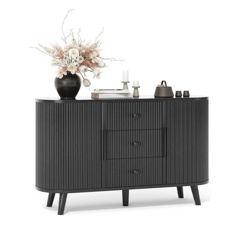 47" Modern Sideboard, Buffet Cabinet With Drawers and Adjustable Shelves, Storage Credenza For Kitchen, Living Room, Dining Room