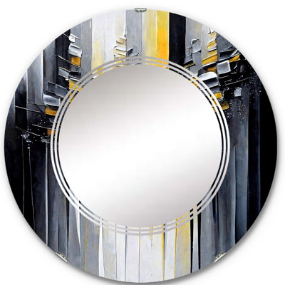 Abstract Geometric Black And Yellow III - Modern Geometric Wall Mirror
