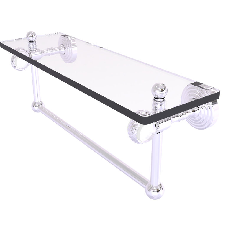 Étagère murale en verre Jarrell, Chrome poli, H 5,12 po x l 16 po x P 6,4 po