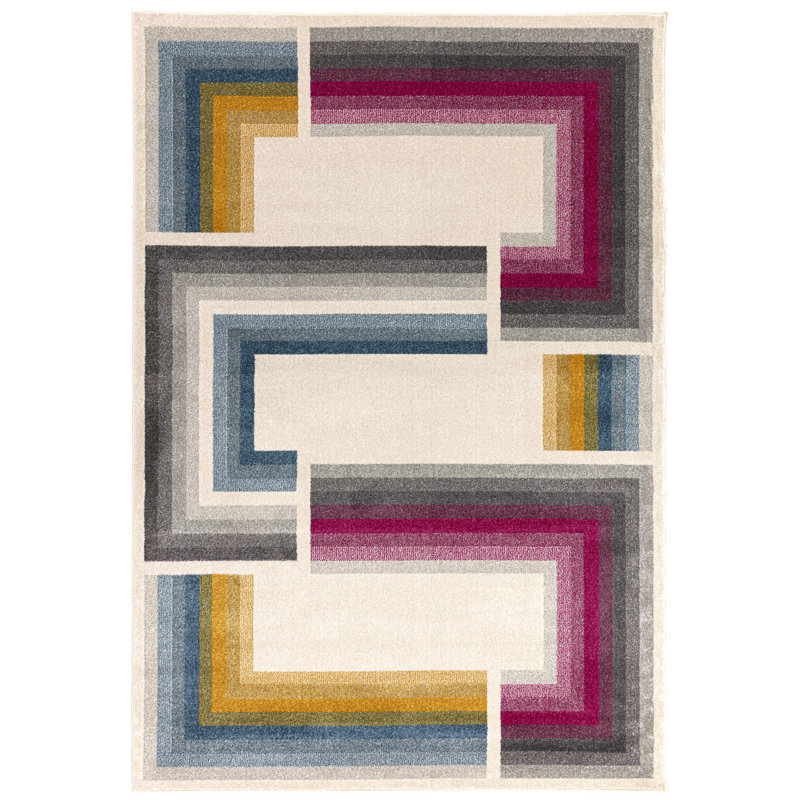 Geo Ivory/Multi Area Rug, Rectangle 80 x 150cm