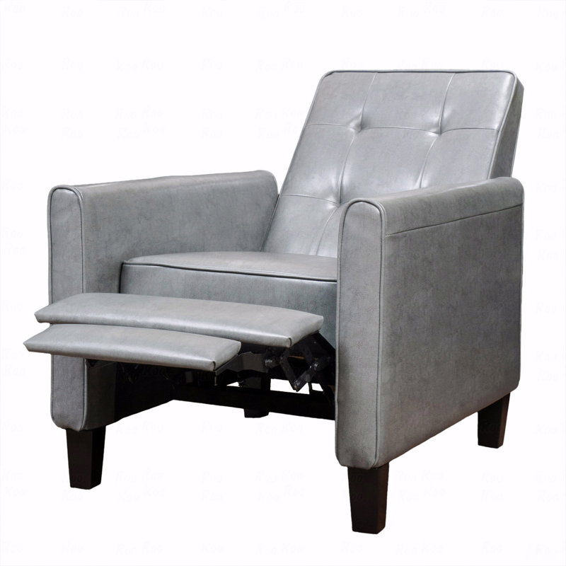 26.75" Dark Grey Push Back Recliner – Compact Faux Leather Accent Chair for Small Spaces