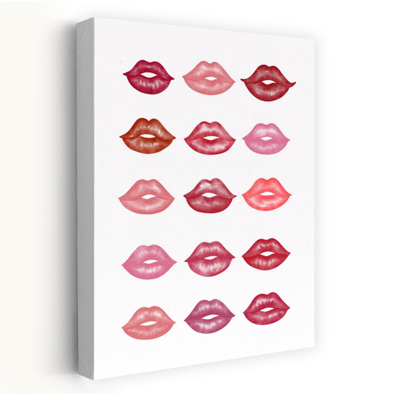 Collection de rouges à lèvres éclatants - Affiche murale contemporaine, H 18 po x l 12 po