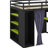 Full Size Loft Bed With,Wardrobe,Shelves,Blackout Curtains,And RGB Lights-1874124108