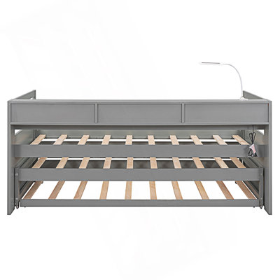Modern Style Daybed With 2 Trundles And 3 Storage Cubbies