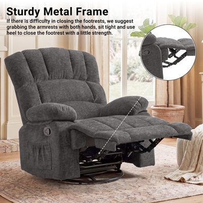 Breasha 39.7" Wide Manual Upholstered Swivel Rocker Recliner