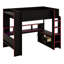 Lit mezzanine avec bureau de jeu, étagères, bande lumineuse et borne de recharge pour chambres à coucher peu encombrantes-1256932782