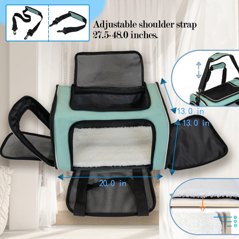 Green Airline Approved Foldable Pet Travel Carrier