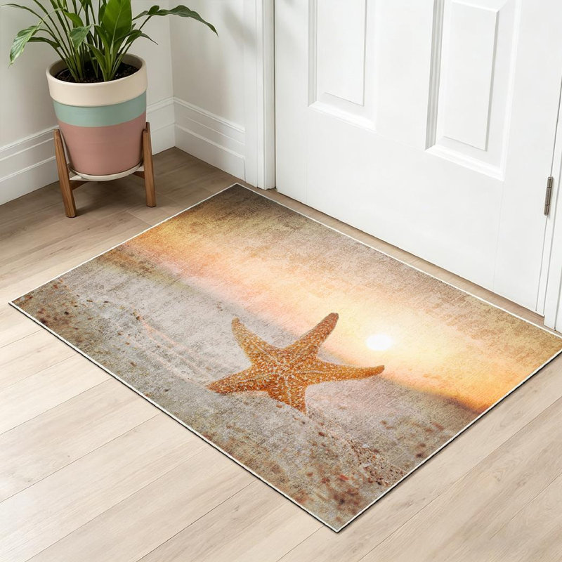 Blue Starfish Star Fish Sea Beach Sand Sunset Beautiful Color Holiday Natural Machine Washable Indoor Area Rug