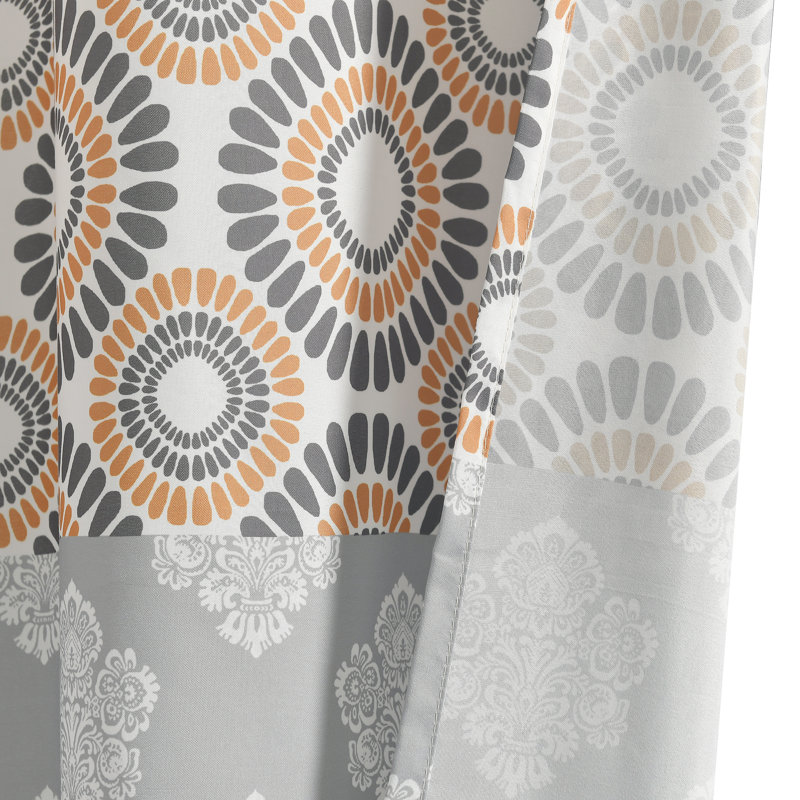 Rideau de douche simple à rayures Bohemian, 72 po x 72 po, Jaune/gris