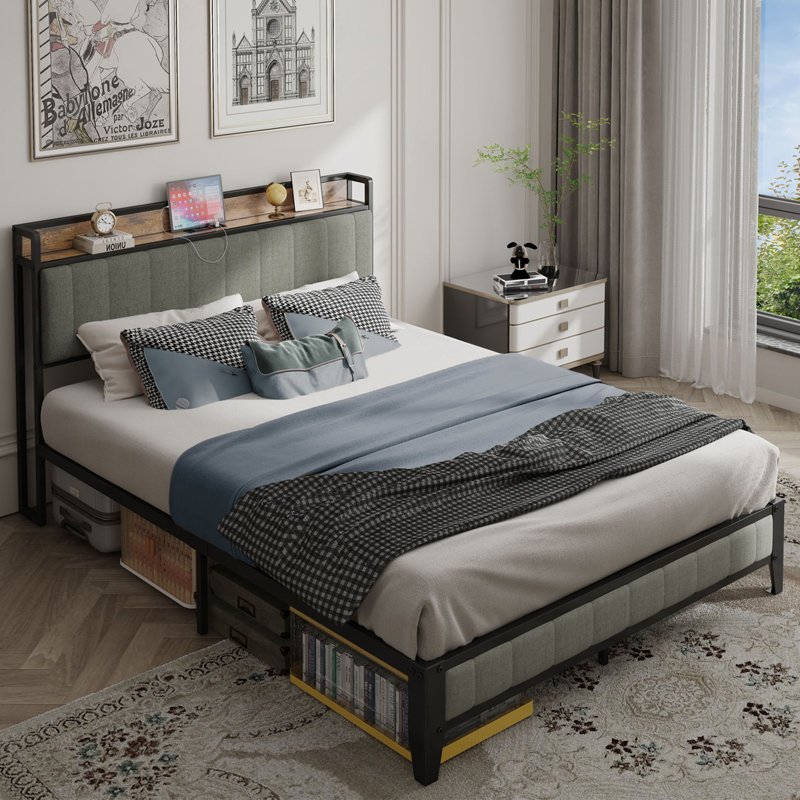 Base de lit 40,5 po Talore, Gris foncé, Grand