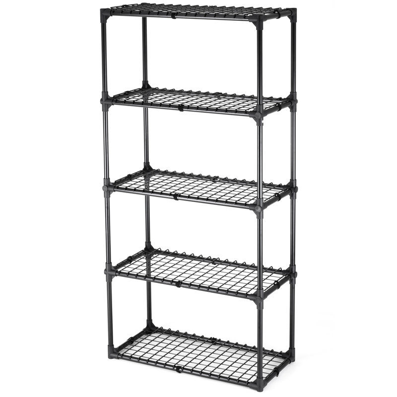Rangement en métal robuste à 5 tablettes, 1 paquet. Noir Pour divers endroits tels que la maison, le bureau, l'entrepôt, le garage. Stable, espace. 110 lb par tablette, 550 lb au total. Assemblage facile. P 28,65 po x l 13,59 po