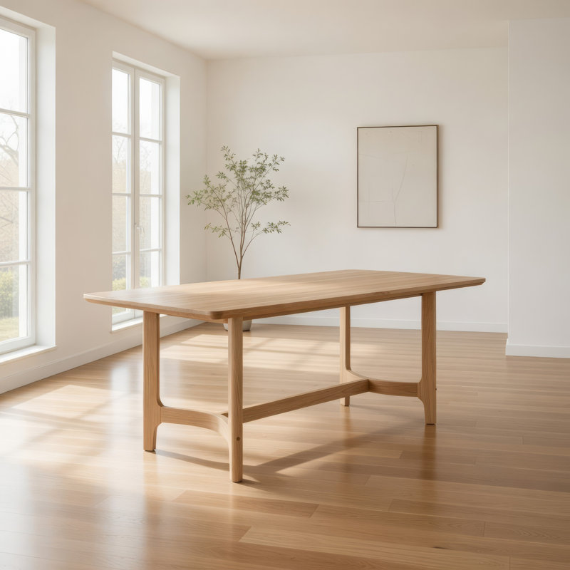 Table de salle à manger Aruk, plateau de table en bois brun 79 po, bords arrondis