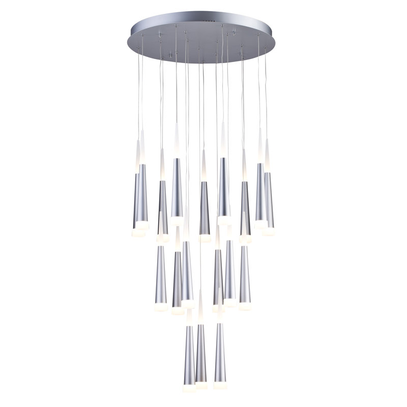18-Light Sand Silver Round LED Chandelier 